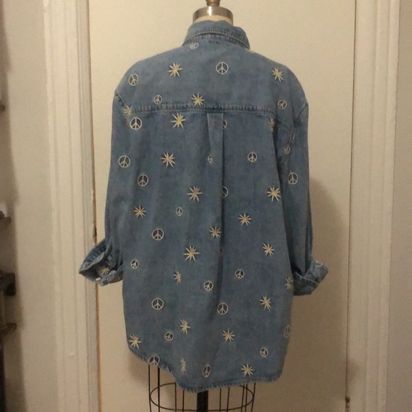Sandro Daisy Peace Denim Shirt - Size 1 - Picture 4 of 4